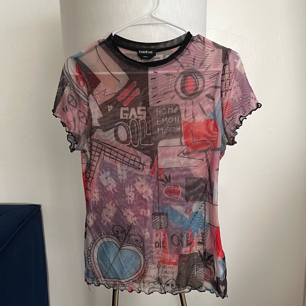 incredible y2k rare mesh top basquiat esque